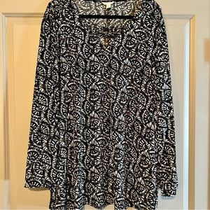 CATO Black and White Print Blouse